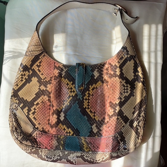 Gucci Tote Jackie Purse Python Leather Hobo Bag - Picture 2 of 6